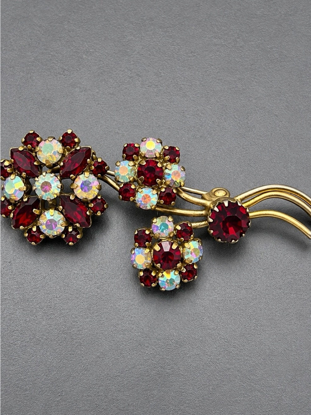 Vintage Red Austrian Brooch #cz515
